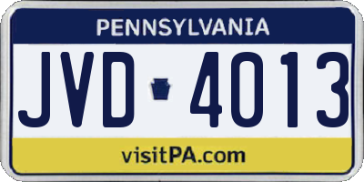 PA license plate JVD4013