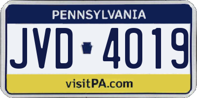 PA license plate JVD4019