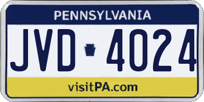 PA license plate JVD4024