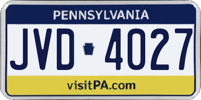PA license plate JVD4027
