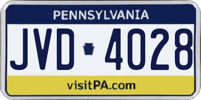 PA license plate JVD4028