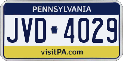 PA license plate JVD4029