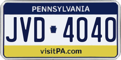 PA license plate JVD4040