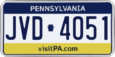 PA license plate JVD4051