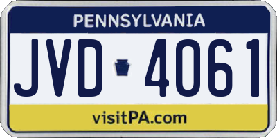 PA license plate JVD4061