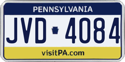 PA license plate JVD4084