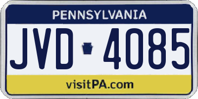 PA license plate JVD4085