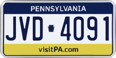 PA license plate JVD4091