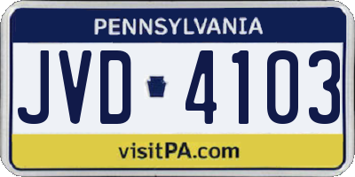 PA license plate JVD4103