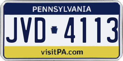 PA license plate JVD4113