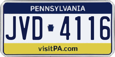 PA license plate JVD4116