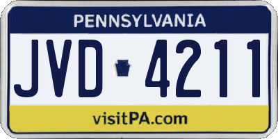 PA license plate JVD4211