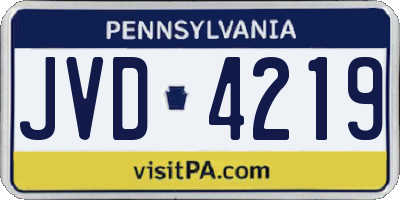 PA license plate JVD4219