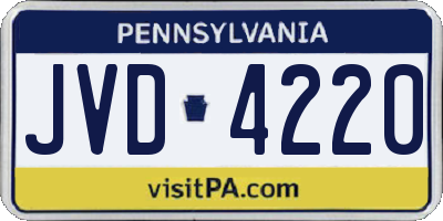 PA license plate JVD4220