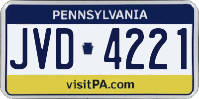 PA license plate JVD4221