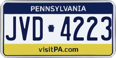 PA license plate JVD4223