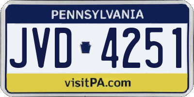 PA license plate JVD4251