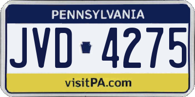 PA license plate JVD4275