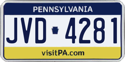 PA license plate JVD4281