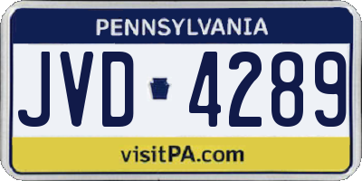 PA license plate JVD4289