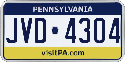 PA license plate JVD4304