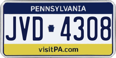 PA license plate JVD4308