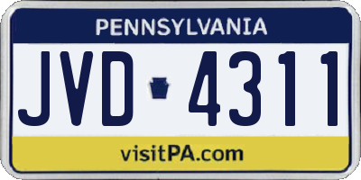 PA license plate JVD4311