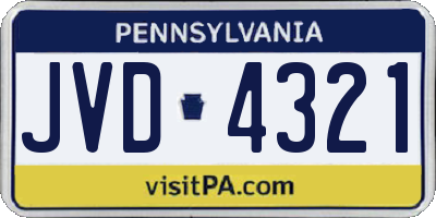 PA license plate JVD4321