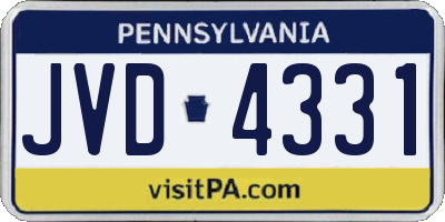 PA license plate JVD4331