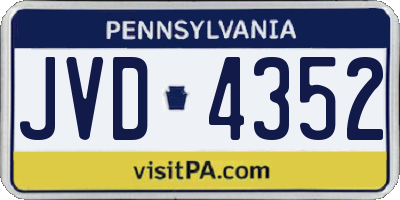 PA license plate JVD4352