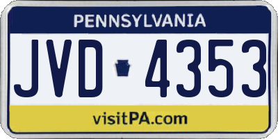 PA license plate JVD4353
