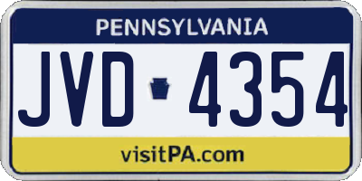 PA license plate JVD4354