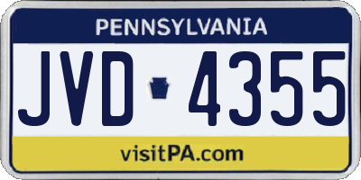 PA license plate JVD4355