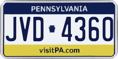 PA license plate JVD4360
