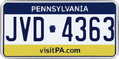 PA license plate JVD4363
