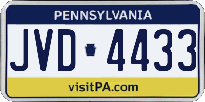 PA license plate JVD4433