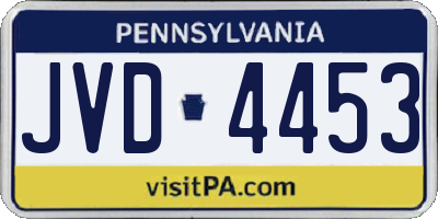 PA license plate JVD4453