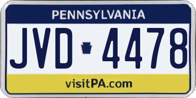 PA license plate JVD4478