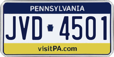 PA license plate JVD4501