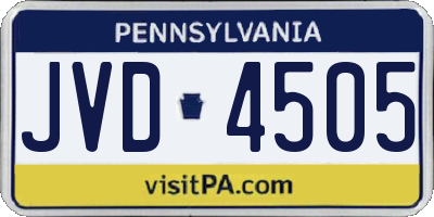 PA license plate JVD4505