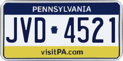 PA license plate JVD4521