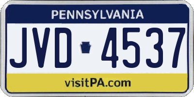 PA license plate JVD4537