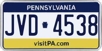 PA license plate JVD4538