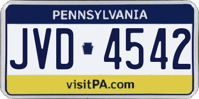 PA license plate JVD4542