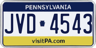 PA license plate JVD4543