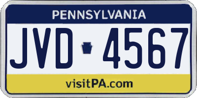 PA license plate JVD4567