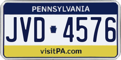 PA license plate JVD4576