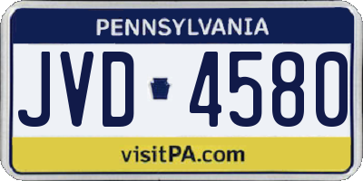 PA license plate JVD4580