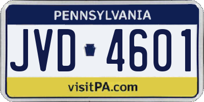 PA license plate JVD4601