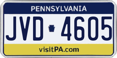 PA license plate JVD4605